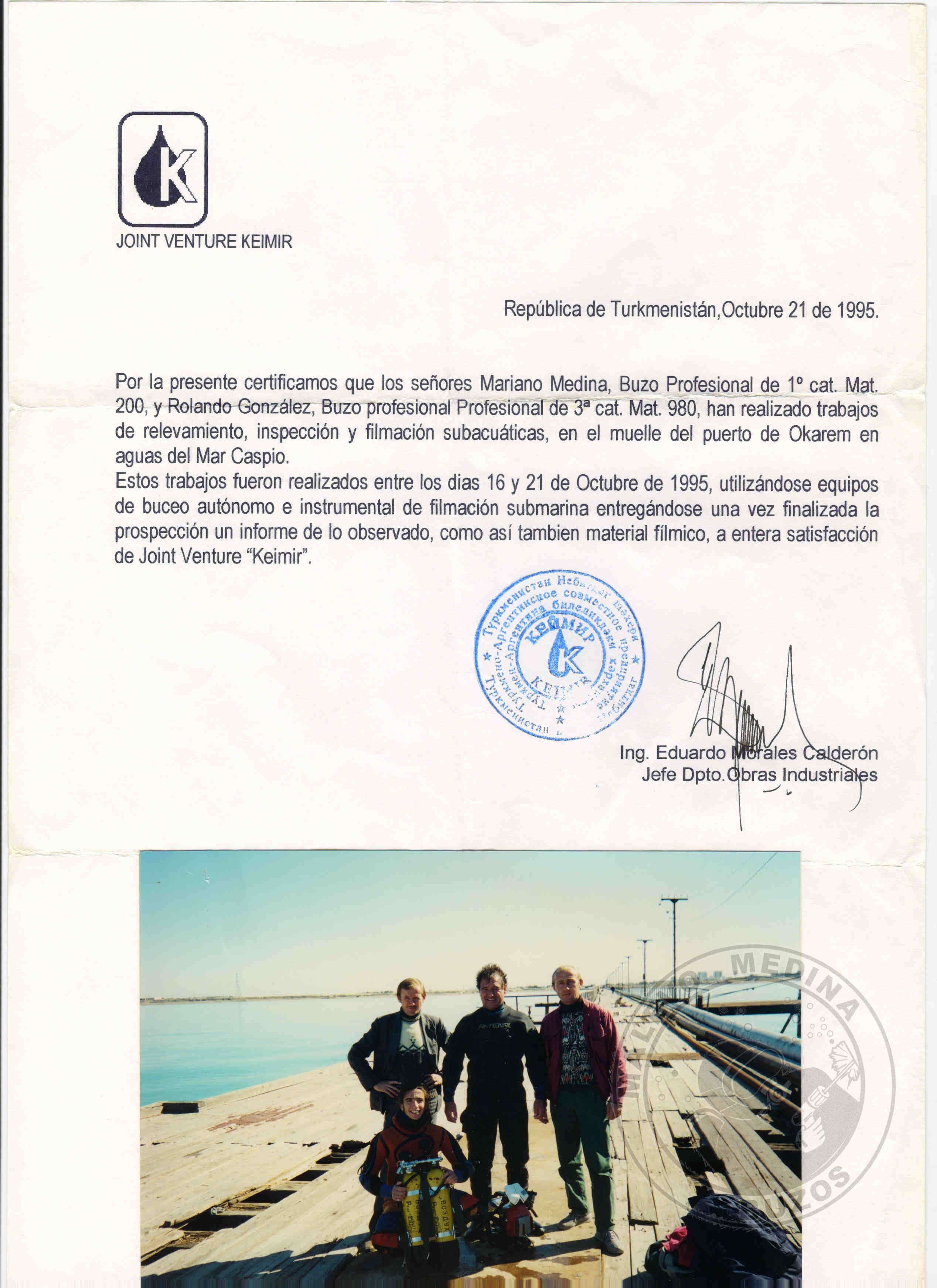 Trabajos realizados en el Puerto de Okarem - Turkmenistan